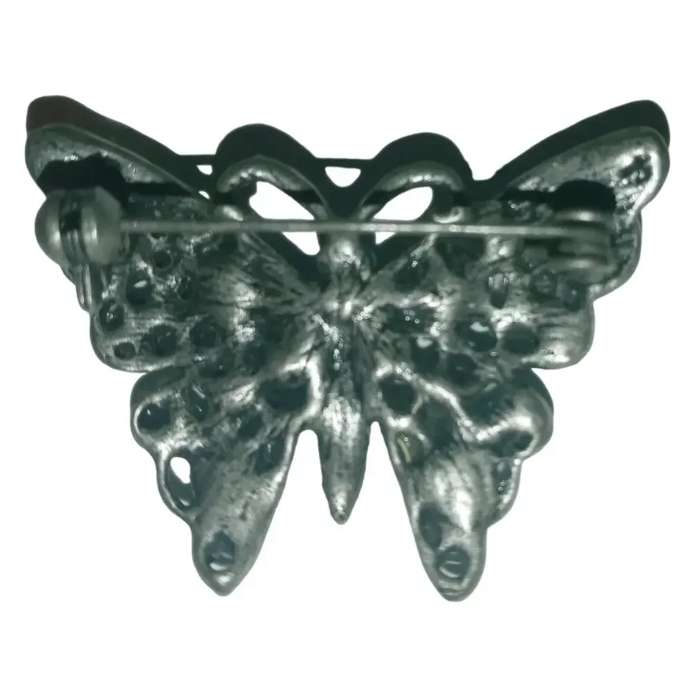 Vintage FauxTurquoise Blue Beautiful Butterfly pin brooch 1 1/2" - Picture 3 of 3